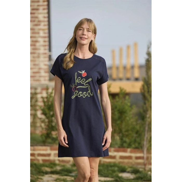 AMORA SECRET MEYVE VE YAPRAK BASKILI DANTELLI FEEL GOOD GECELIK