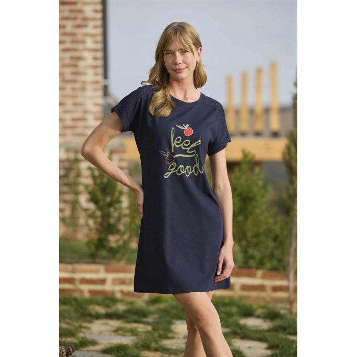 AMORA SECRET MEYVE VE YAPRAK BASKILI DANTELLI FEEL GOOD GECELIK