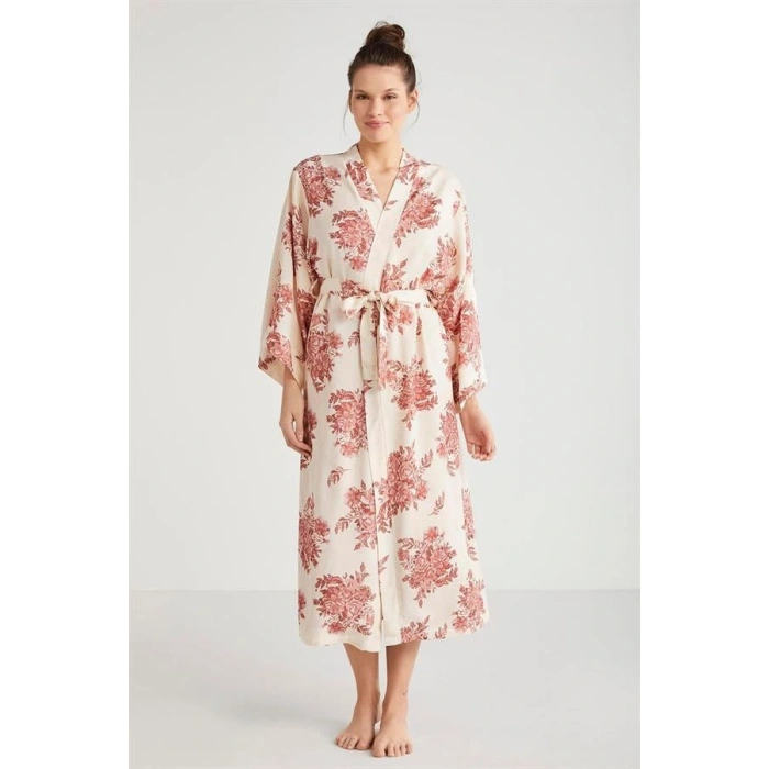 ÖZEL TASARIM CATHERINES %100  VISKON ÇIÇEK DESEN 2LI SABAHLIK GECELIK TAKIMI