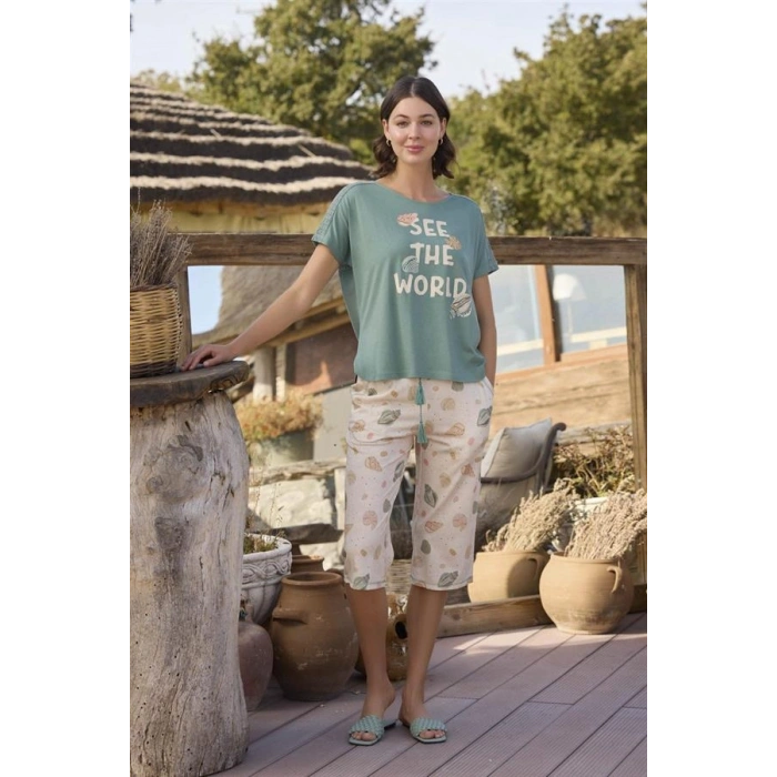 ÖZEL TASARIM  DESENLİ VE BASKILI SEE THE WORLD KAPRİ TAKIMI