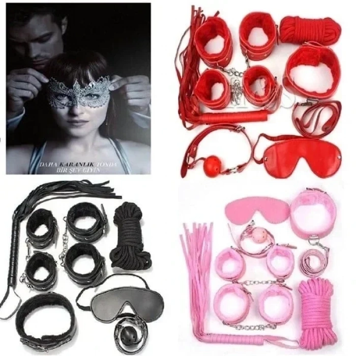 ÖZEL TASARIM GRININ 50 TONU FANTAZI KELEPÇE KIRBAÇ SETI