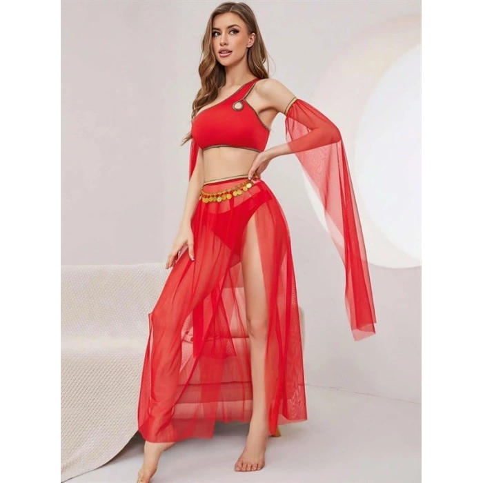 AMORA SECRET ÖZEL TASARIM KIRMIZI FANTEZI DANSÇI KOSTÜMÜ