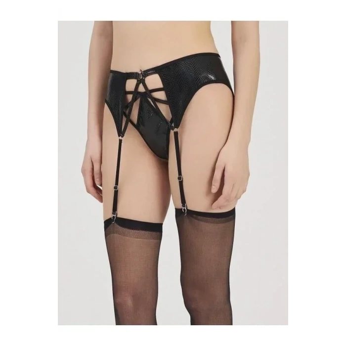 ÖZEL TASARIM MOONLİGHT 3219 SİYAH DERİ GÖRÜNÜMLÜ JARTİYER STRİNG TAKIMI