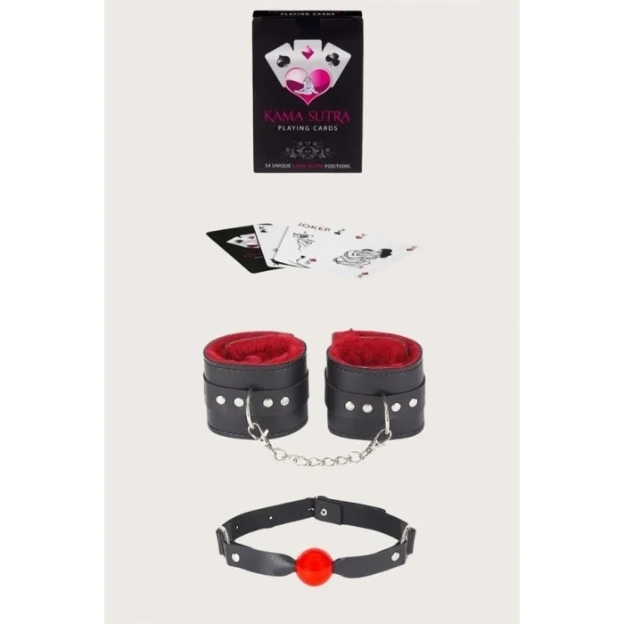 ÖZEL TASARIM  SEXY GÖRSELLI OYUN KARTI KAMA SUTRA AĞIZ TOPU KELEPÇE SET