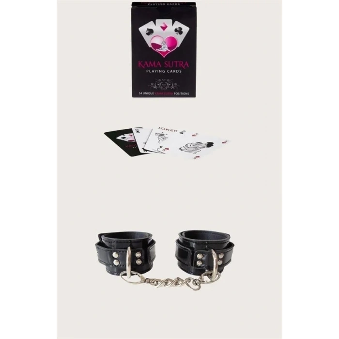 ÖZEL TASARIM  SEXY GÖRSELLI OYUN KARTI KAMA SUTRA SIYAH KELEPÇE SET