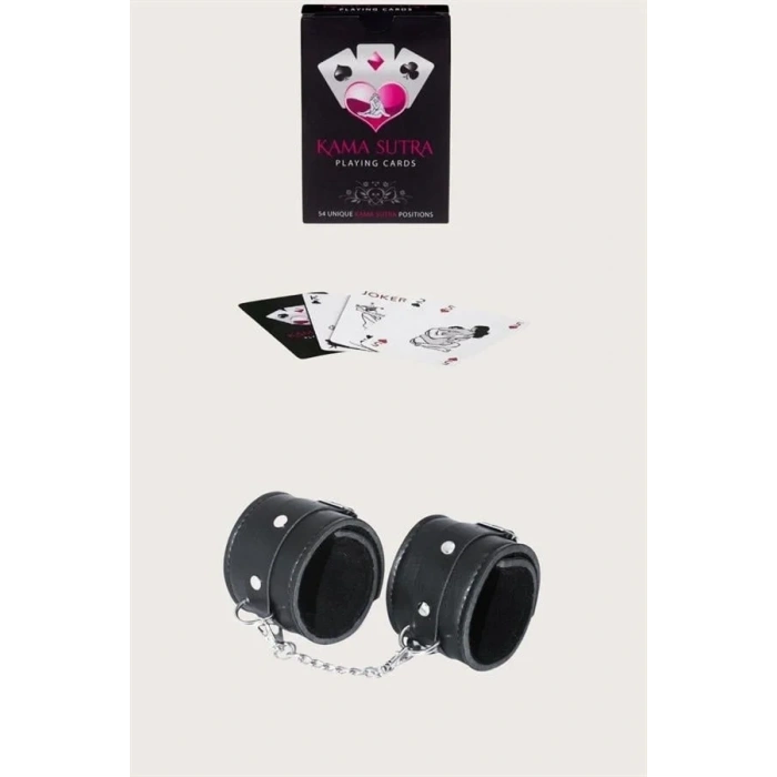 ÖZEL TASARIM  SEXY GÖRSELLI OYUN KARTI KAMA SUTRA SIYAH KELEPÇE SET