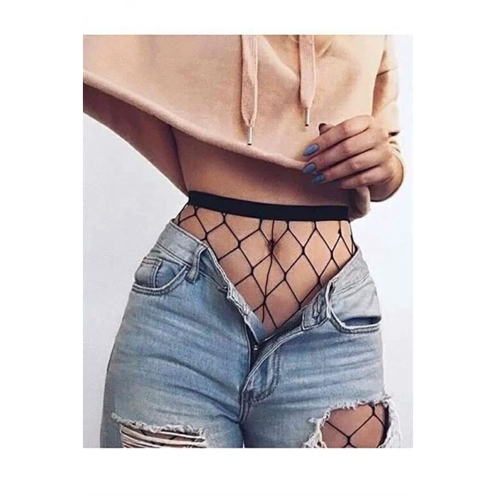 ÖZEL TASARIM  SIYAH FILELI KÜLOTLU ÇORAP