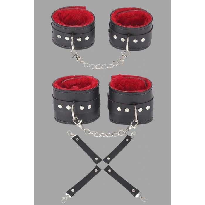 AMORA SECRET SIYAH KIRMIZI HARNESS FANTEZI AKSESUAR SET