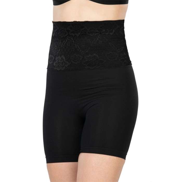 AMORA SECRET SIYAH MI EMAY ÖNÜ DANTELLI YÜKSEK BEL BOXER KORSE