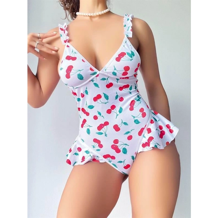 AMORA SECRET VIŞNE DESENLI FANTEZI BODY