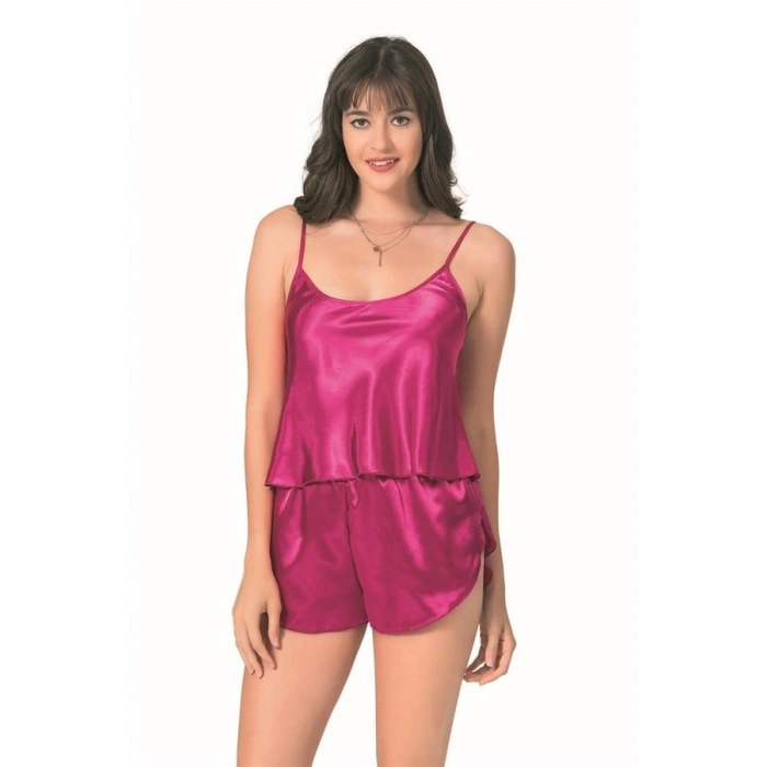 AMORA SECRET VIŞNE SATEN BABYDOLL ŞORT TAKIMI