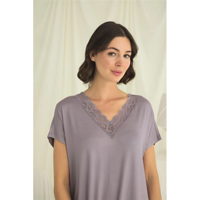 AMORA SECRET YAKASI DANTELLI KISA KOLLU GECELIK