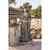 AMORA SECRET % VISKON ÇIÇEK VE YAPRAK DESENLI ÖNÜ DÜĞMELI ELBISE
