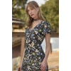 AMORA SECRET % VISKON ÇIÇEK VE YAPRAK DESENLI ÖNÜ DÜĞMELI ELBISE