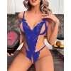 Amora Secret Mavi Dantel Işlemeli Özel Bölgesi Açık Fantezi Body