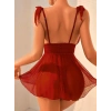 Amora Secret Arias Closet Bordo Dantel İşlemeli Puantiyeli Tül Fantezi Gecelik