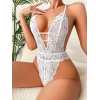 Amora Secret  Beyaz Dantel İşlemeli Göğüs Dekolteli Fantezi Body