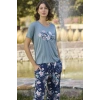 Amora Secret  Çiçek Ve Yaprak Desenli Ve Baskılı Pijama Takımı