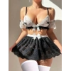 Amora Secret  Dantelli Siyah Beyaz İkili Etekli Takım