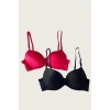 Amora Secret Kadın Fantazi İç Giyim Siyah-Kırmızı 2li Mikro Kumaş İçi Boş Balenli Günlük Desteksiz Sütyen - Şehvetli ve Zarif Tasarım