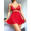 Amora Secret  Kırmızı Desenli Mini Etekli Sütyen Takımı