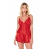Amora Secret  Kırmızı Saten Babydoll Şort Takımı