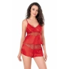 Amora Secret  Kırmızı Saten Babydoll Şort Takımı