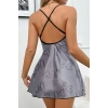 Amora Secret Love Baskılı Gri Saten Gecelik