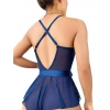 Amora Secret Mavi Dantel İşlemeli Kurdelalı Fantezi Tül Babydoll