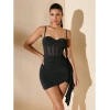 Amora Secret  Özel Şık Tasarım Siyah Korse Görünümlü Mini Club Elbisesi
