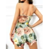 Amora Secret  Özel Tasarım Çiçek Desenli İnce Askılı Dantel İşlemeli Göğüs Dekolteli Mini Şortlu Babydoll