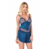 Amora Secret  Petrol Mavisi Saten Babydoll Şort Takımı