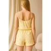 Amora Secret  Sarı Üstüne Desenli Askılı Şortlu Pijama Takımı
