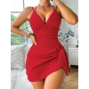 Amora Secret Şık Tasarım Çapraz Sırt Dekolteli Yandan Bağlamalı Kırmızı Mini Elbise