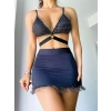 Amora Secret  Siyah Mini Tül Detaylı Fantezi Elbise