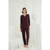 Amora Secret  Uzun Kollu Boydan Düğmeli V Yaka Pijama Takımı