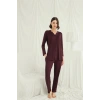 Amora Secret  Uzun Kollu Boydan Düğmeli V Yaka Pijama Takımı