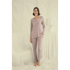 Amora Secret  Uzun Kollu Boydan Düğmeli V Yaka Pijama Takımı