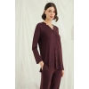 Amora Secret  Uzun Kollu Boydan Düğmeli V Yaka Pijama Takımı