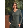 Amora Secret  Uzun Kollu Önü Düğmeli V Yaka Pijama Takımı