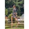 Amora Secret  Viskon Çiçek Ve Yaprak Desenli Uzun Kollu Elbise