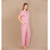 Amora Secret  Viskon Şık Tasarım Dantel İşlemeli Pembe Kısa Kol Pijama Takımı