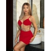 Amora Secret  Zincir Detaylı Göğüs Dekolteli Kırmızı Mini Club Elbisesi