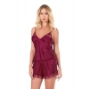 ÖZEL TASARIM  BORDO SATEN BABYDOLL ŞORT TAKIMI