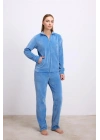 Amora Secret Uzun Kollu Fermuarlı Kadife Sweatshirt ve Pantolon Pijama Takımı