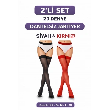 2LI RENKLI DANTELSIZ 20 DENYE DIZÜSTÜ JARTIYER ÇORABI