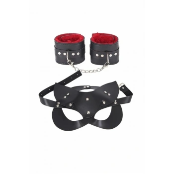 Amora Secret  Maske Ve Kelepçe Deri Harness Fantezi Set Kadın İç Giyim Rahat Kullanım