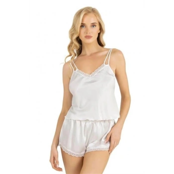 Amora Secret  Ekru Saten Şort Takımı 9210 Kadın İç Giyim Özel Gün