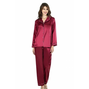 Amora Secret Arias Closet Bordo İkili Saten Gecelik Pijama Takımı 7647