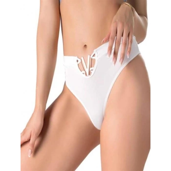 Amora Secret  Beyaz V Metal Aksesuarlı Yüksek Bel String Tanga